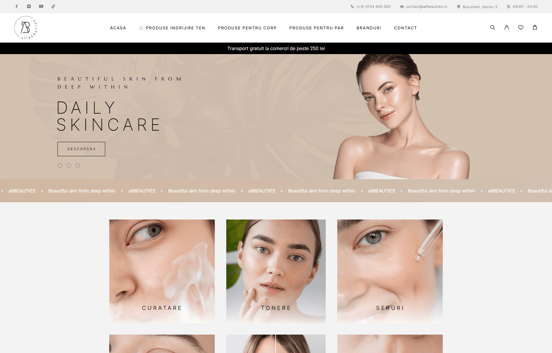 WooCommerce cosmetics brand project preview